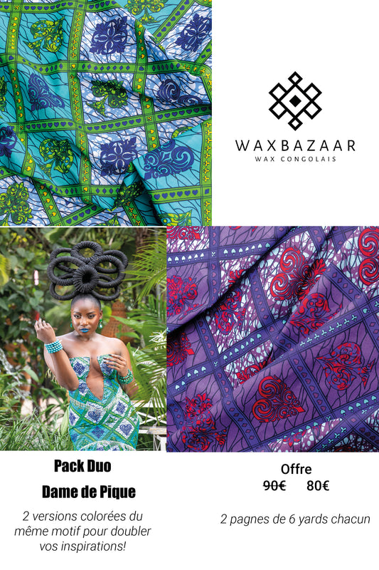 Pack Duo Wax congolais DAME DE PIQUE